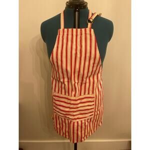 Cream and Red Striped Adjustable Strap Apron